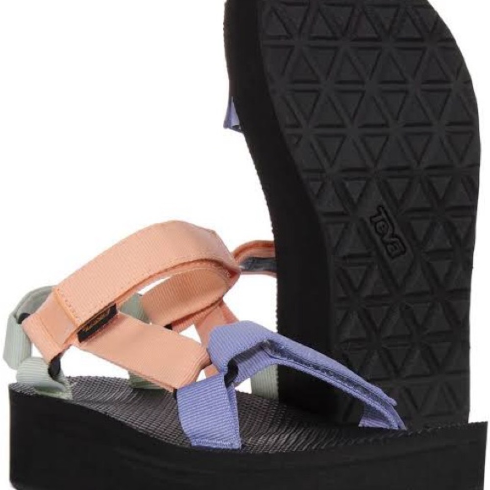 Teva Women's Peach and Lavender Platform Strap Sandal